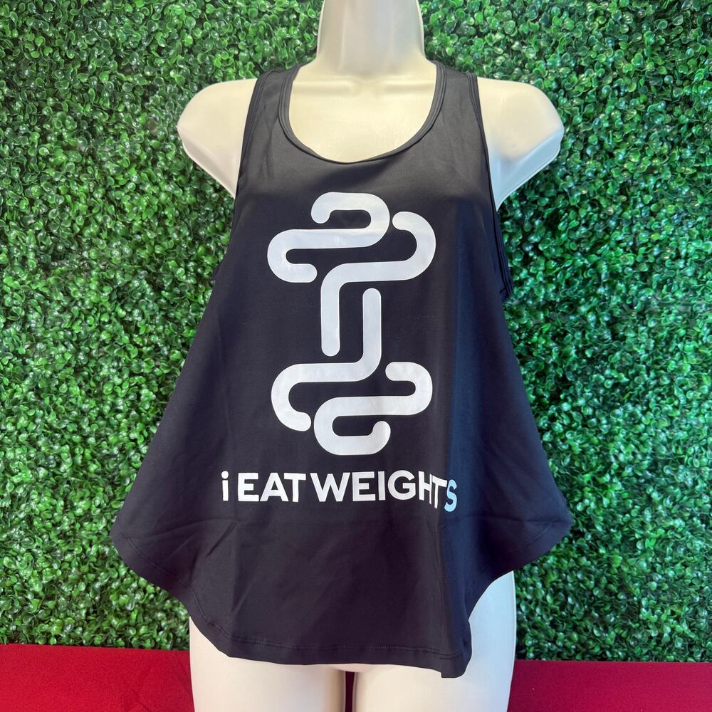 NWT Womens I Eat Weights Workout Black Tank Top Size Small New Gift Crossfit